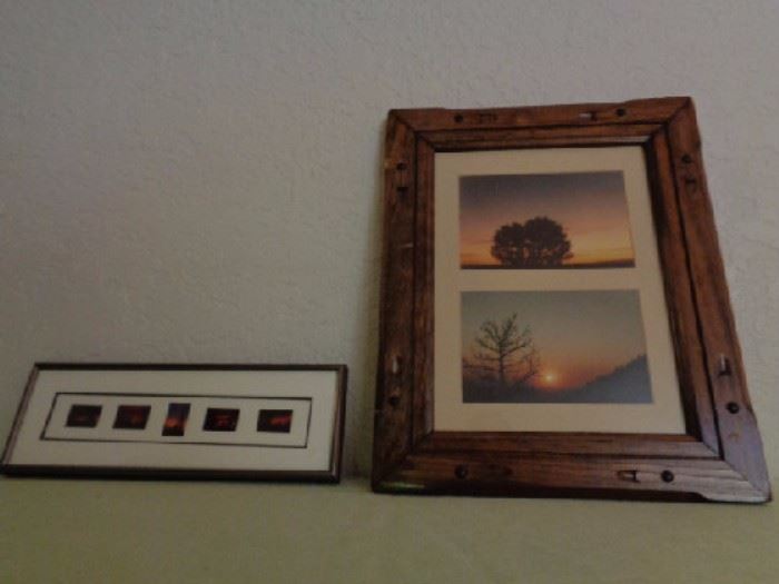 Rustic Wyoming landscape framed photos

One sunrise and sunset picture 10x13 wood framed

One sunset mini pictures 13x4 1/2 metal framed