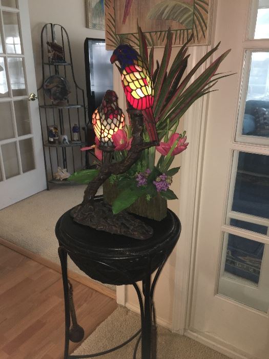 Parrot stained glass lamp