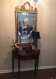 gold leaf and ebony Italian mirror, Henkel Harris flip top game table