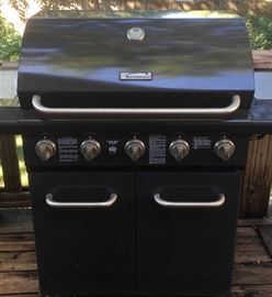 Five burner Kenmore grill, with sidebar and bean pot burner. Nice and clean.