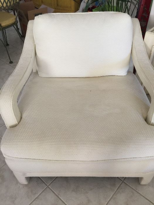 Oversized white fabric chair