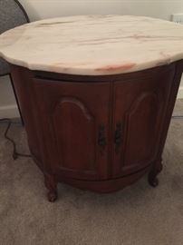 marble topped vintage end tables - one of two