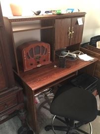 antique radio and desk