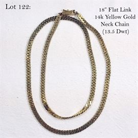 Jewelry 18" Flat link 14k Yellow Gold Gold Neck Chain