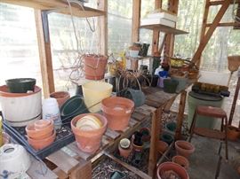 Greenhouse full of pots