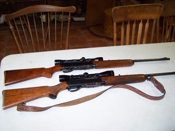 Remington model 742 woodmaster semi-auto. .280 rifle,  Leupold 3x9 vari-x II scope. One of these guns has been removed by the family. 
