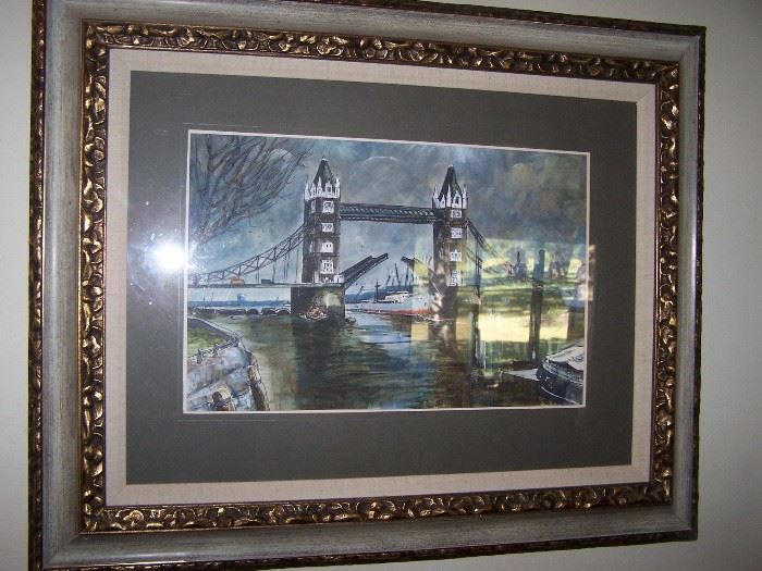 London Bridge water color by Cromwell