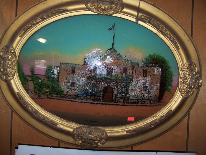 Reverse painting of the Alamo