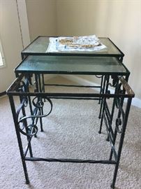 Antique iron 3 piece nesting table set