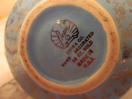Vintage Pearl China Co., hand decorated, 22K gold, creamer, sugar, sauce boat