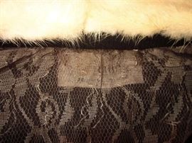 Vintage Dalton 100% cashmere sweater with white mink collar and lace lining.