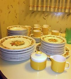 Mikasa Provencal, Salem (C2302) dinnerware.  Dinner plates, soup bowls, salad plates, cups & saucers, round platter, creamer & sugar bowl.