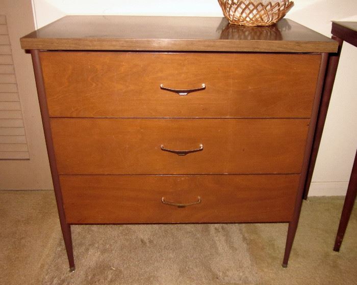 Mid Century 3-drawer chest.  Not in the best condition, not a known maker.