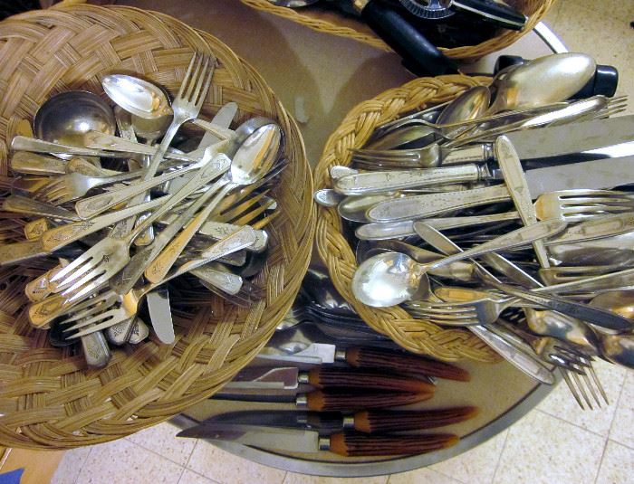 Sets of silver plated flatware