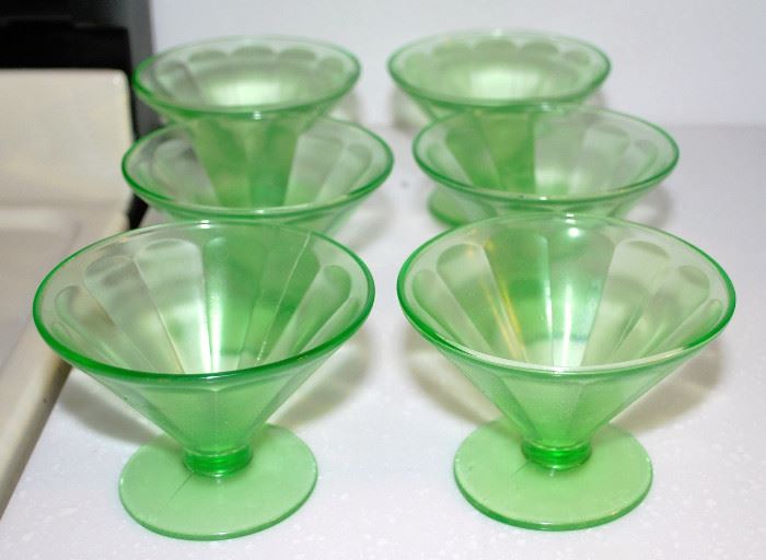 Green Depression Glass Sherbets