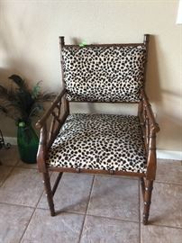 Bamboo chair with animal print. 165.00 o.b.o.