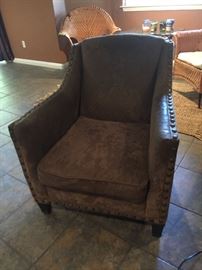 Chair suede with nail heads. Needs to be cleaned on side. 45.00 o.b.o.