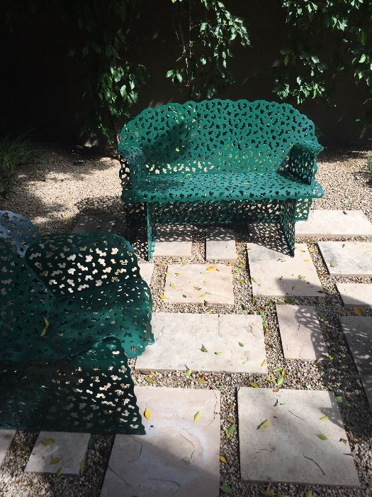 Green iron patio set very unusual & special by knoll