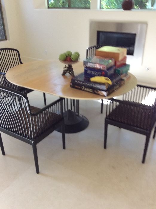 table with leaf from Paris & 4 Knoll arm chairs.