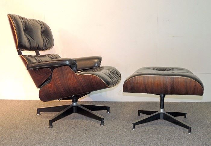 Lot 16 Charles and Ray Eames Lounge Chair (No. 670) & Ottoman (No. 671)