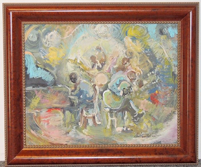 Lot 62 Andrew Turner Oil on Canvas, Jazz Musicians, You Ain't Heard Nothin' Yet