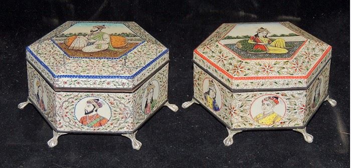 Lot 76 Two Islamic Hexagonal Covered Boxes