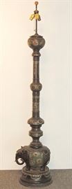 Lot 126 Japanese Champlevé Floor Lamp with Elephant