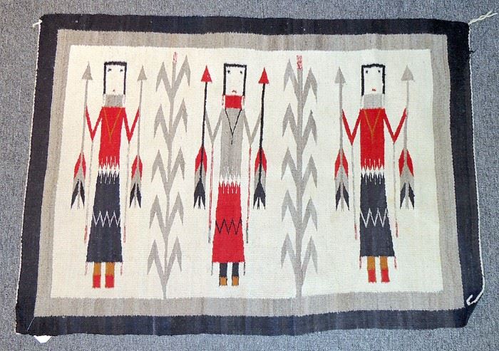 Lot 145 Navajo Pictorial Weaving of Yei Dancers (47-1/2 x 33-1/2 in.)