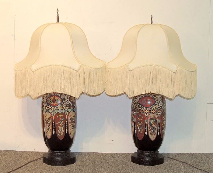 Lot 159 Pair of Cloisonné Table Lamps