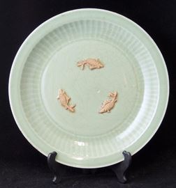Lot 190 Chinese Longquan Pottery Charger with Three Fish