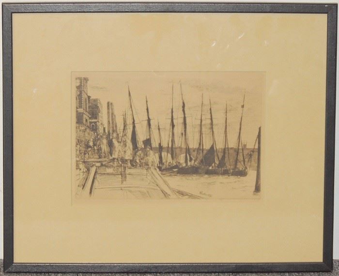 Lot 224 James A. McNeill Whistler Etching, Harbor Scene, 1859