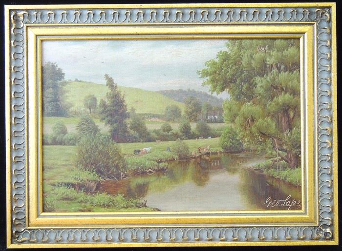 Lot 245 George Cope Oil on Panel, Landscape