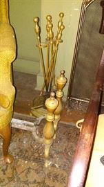 Brass Fireplace Tools and Andirons. Top Quality.