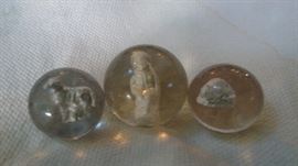 Antique (German?) Sulfide Marbles. Resting Rabbit and Sailor sitting on the Dock.