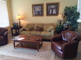 living room furniture, accessories and silk trees