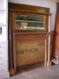Tall oak mantel w/mirror