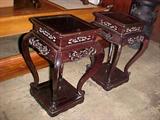 Pair teakwood tables.