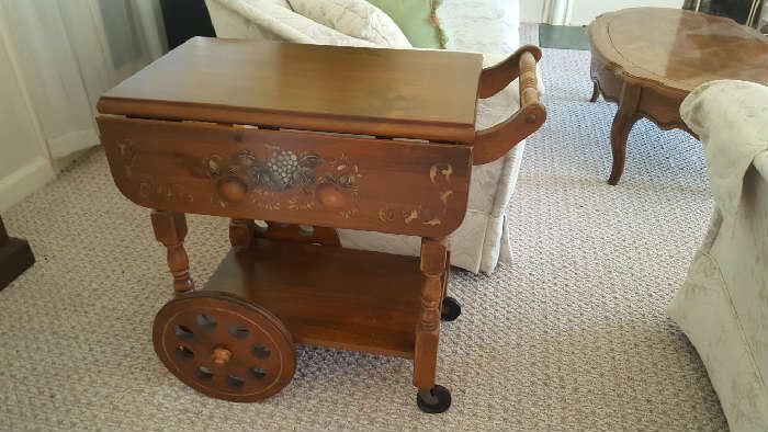 Tea cart with painted décor    $75    Buy ahead  NOW only $35