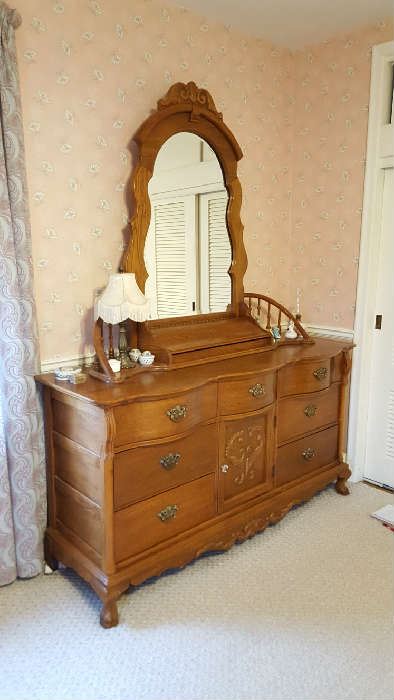 Oak Dresser with mirror    $300  NOW only $150