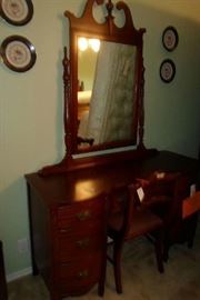 mahogany vanity and chair
