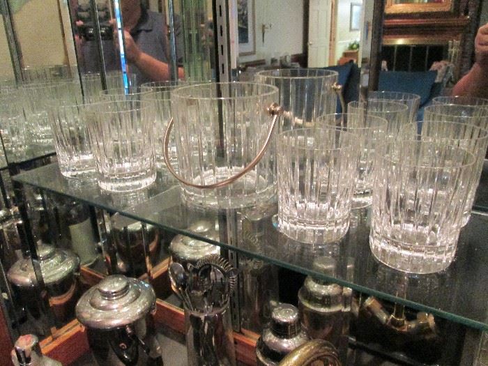 Baccarat ice bucket and bar glasses