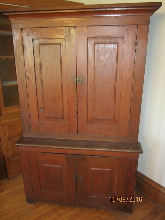 1800's stepback cupboard with original finish
