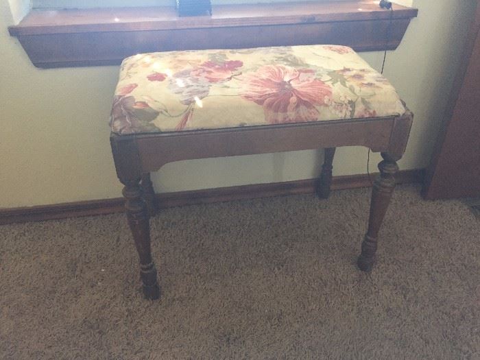 Vintage fabric covered bench