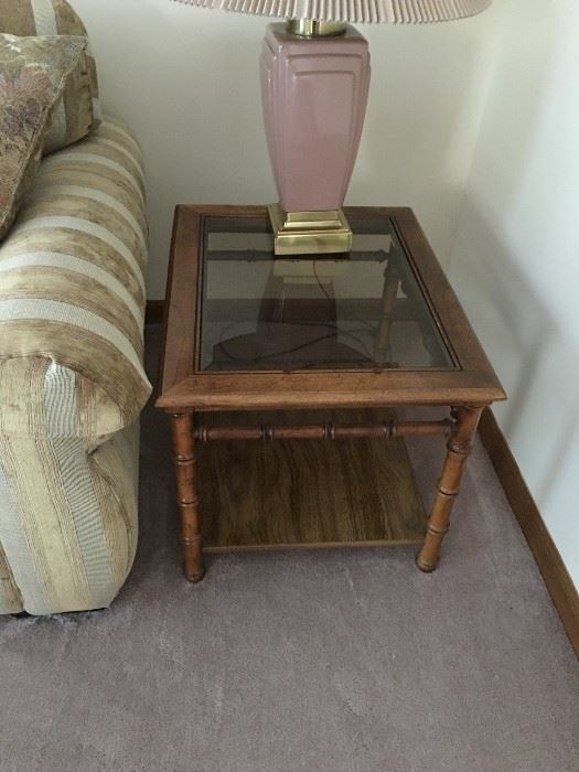 Mid-century style bamboo glass side table