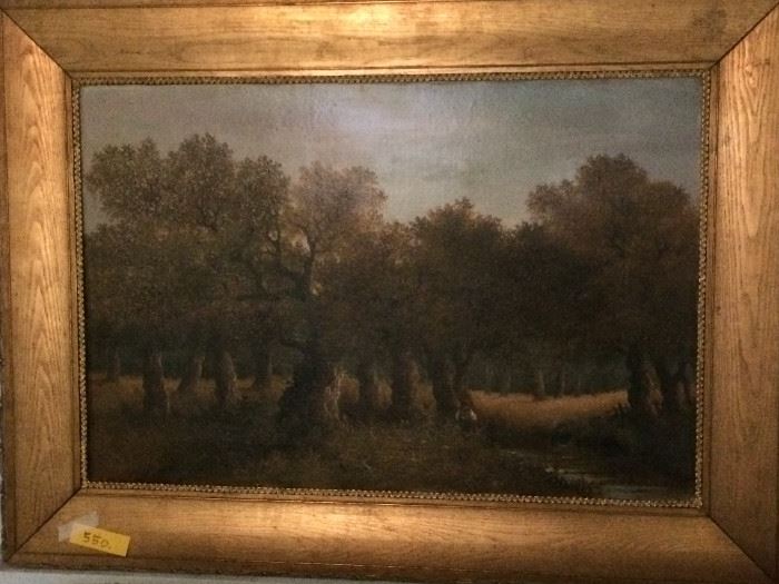 This is an19 th century oil painting of a forest with a figure. I cannot read the signature.