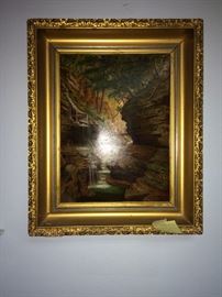 This is a signed and dated oil painting. It is signed Stevens and dated 1872.  It is painted on a board. The gold leaf frame is original.