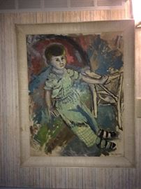 This a signed and dated oil painting of a boy. The artist signed in the lower right "Louis Dimitroff" and dated 4-9-55. He died in 1977. Ask Art has him listed.