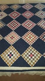 HAND MADE, HAND SEWED ANTIQUE QUILT, 1900, 61/2X51/2