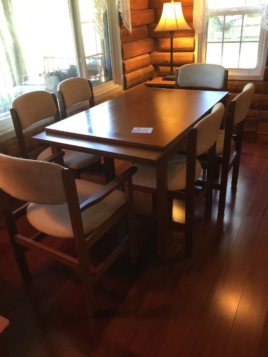 teak veneer table with chairs  