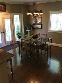 Breakfast room custom Iron and Granite table with 4 chairs